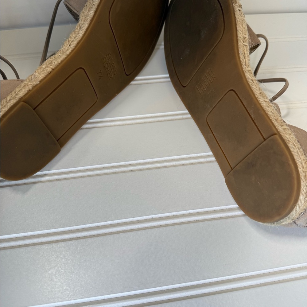 Eileen Fisher Women's Lace Up Espadrilles Leather Sandals Toffee 7.5. 1188 - Picture 5 of 5